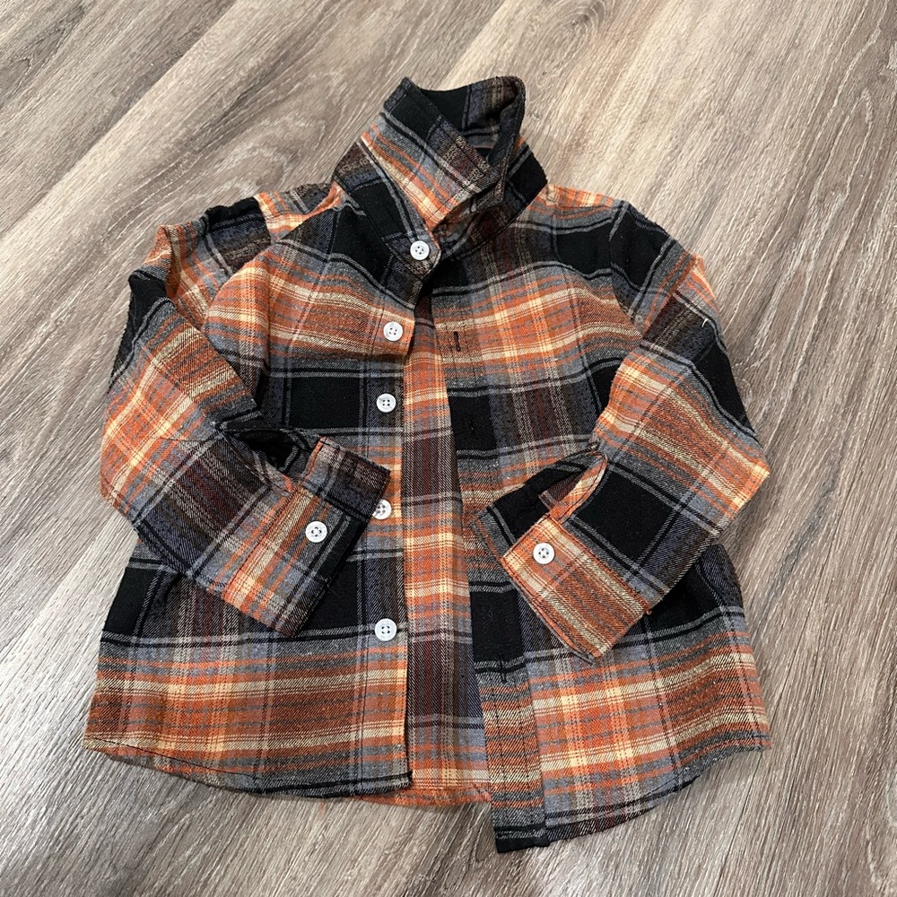 Plaid Kids Shirt - Orange and Black
